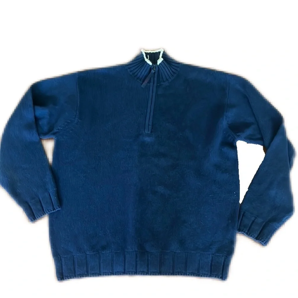 NWOT Ralph Lauren Chaps Blue 1/4 Turtleneck sweater Men Size L